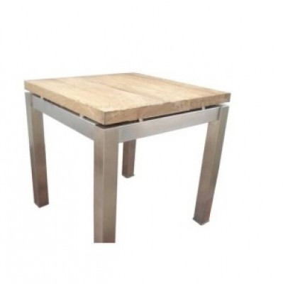 Stella End Table, reclaimed solid teak brushed metal base reclaimed teak end table HK Hong Kong Home Essentials