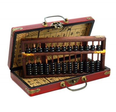 Chinese Abacus Leather boxes Home essentials Hong Kong China red wood phoenix dragon happy old traditional vintage llittle storage hand paint 