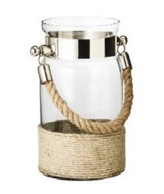 Rope handle glass lantern