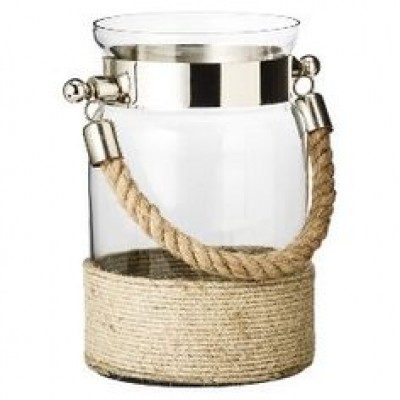 Rope handle glass lantern