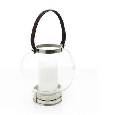 Leather Handle Glass Lantern